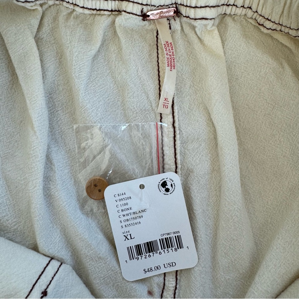 NWT Free People Ynez Retro Shorts Bone Size XL - Picture 3 of 5